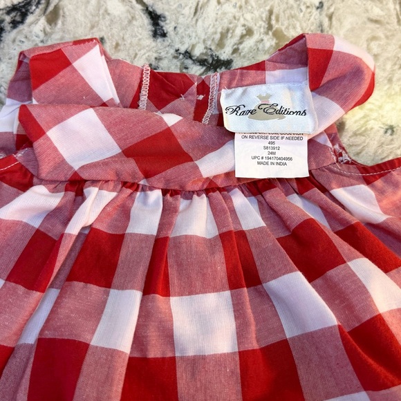 Rare Editions 2pc Red Gingham Ruffle Split back Set - Picture 3 of 9
